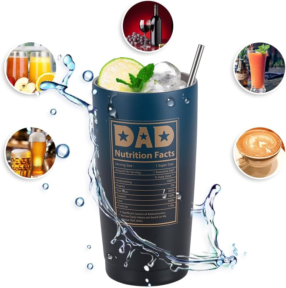 20 OZ Best Dad Ever Stainless Steel Tumbler: Unique Gift Idea for Men, Husband, Father - Christmas, Anniversary, Birthday; Eco-Friendly, Spill-Proof & Insulated for Perfect Temperature