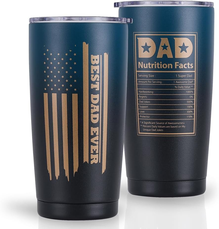 20 OZ Best Dad Ever Stainless Steel Tumbler: Unique Gift Idea for Men, Husband, Father - Christmas, Anniversary, Birthday; Eco-Friendly, Spill-Proof & Insulated for Perfect Temperature