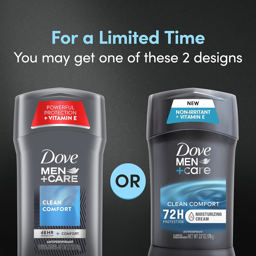 Antiperspirant Deodorant Stick Clean Comfort Twin Pack 72-Hour Sweat & Odor Protection Antiperspirant for Men with 1/4 Moisturizing Cream 2.7 Oz