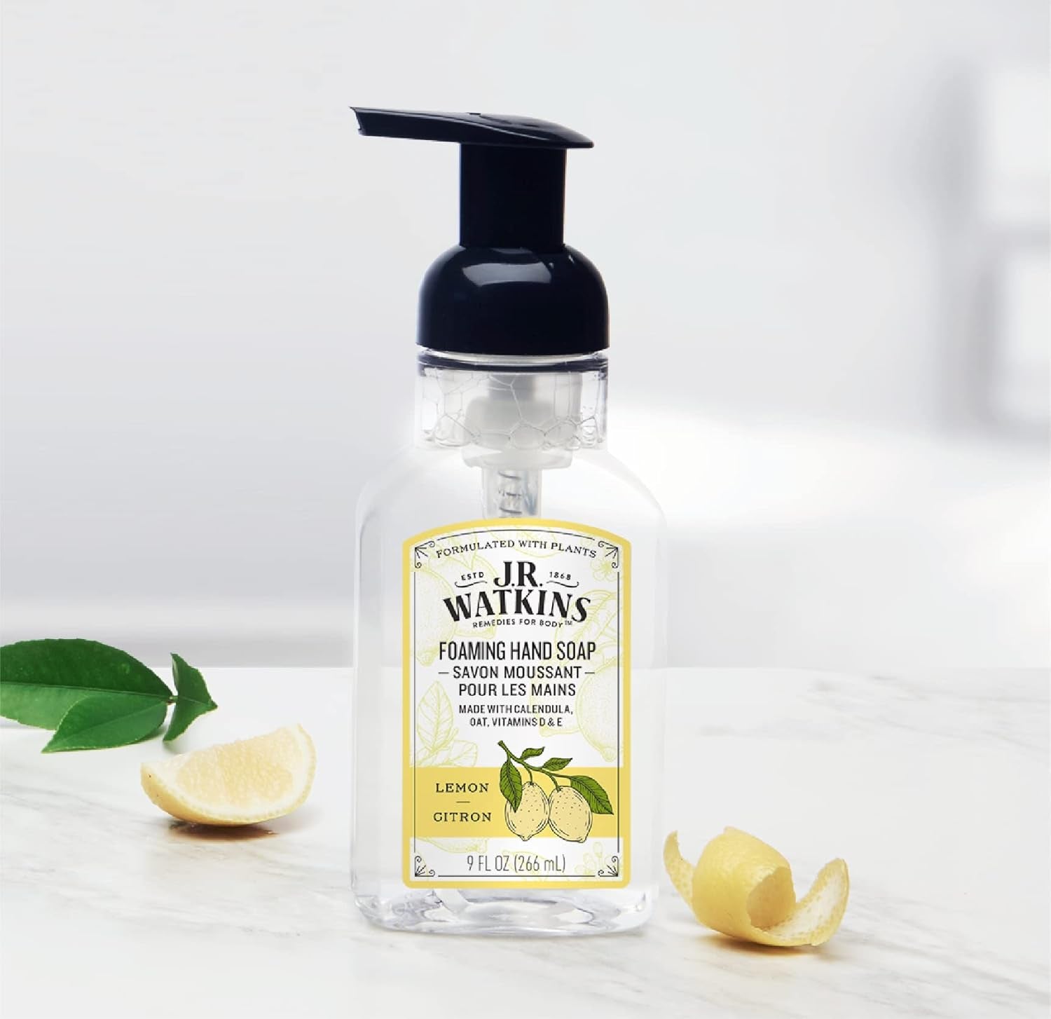 Foaming Hand Soap with Pump Dispenser, Moisturizing Foam Hand Wash, All Natural, Alcohol-Free, Cruelty-Free, USA Made, Lemon, 9 Fl Oz, 3 Pack