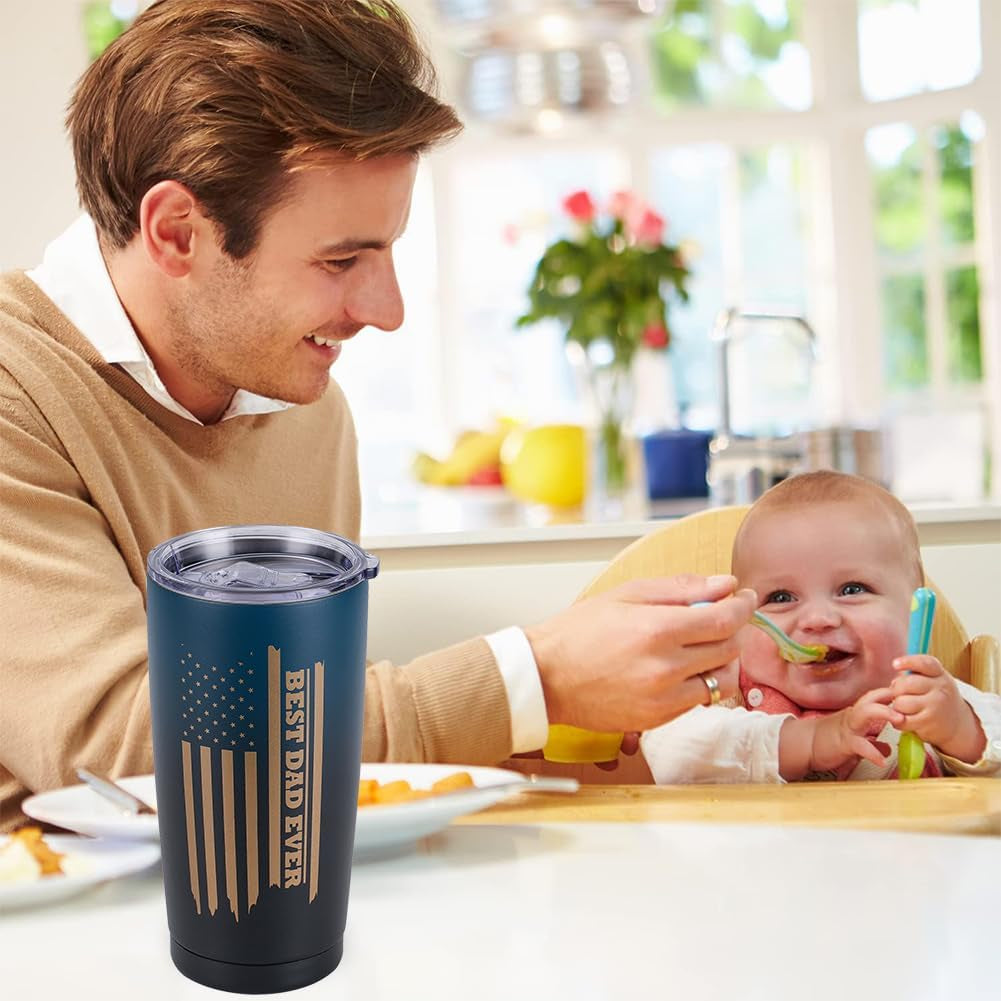 20 OZ Best Dad Ever Stainless Steel Tumbler: Unique Gift Idea for Men, Husband, Father - Christmas, Anniversary, Birthday; Eco-Friendly, Spill-Proof & Insulated for Perfect Temperature