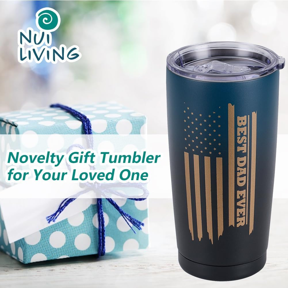 20 OZ Best Dad Ever Stainless Steel Tumbler: Unique Gift Idea for Men, Husband, Father - Christmas, Anniversary, Birthday; Eco-Friendly, Spill-Proof & Insulated for Perfect Temperature