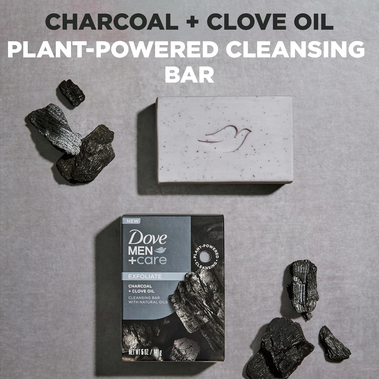 Cleansing Bar Soap Charcoal + Clove Oil 4 Count to Rebuild Skin in the Shower, a 4In1 Hair, Body, Face & Shaving Bar with Plant-Based Cleanser and Natural Oils 5 Oz
