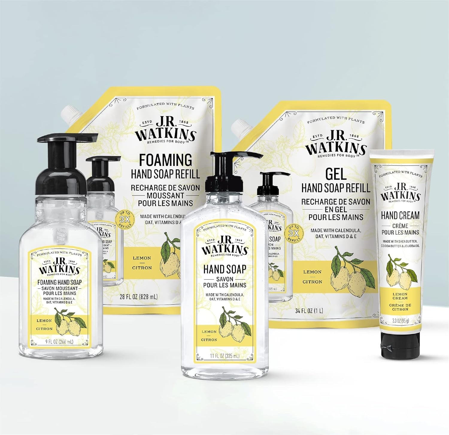 Foaming Hand Soap with Pump Dispenser, Moisturizing Foam Hand Wash, All Natural, Alcohol-Free, Cruelty-Free, USA Made, Lemon, 9 Fl Oz, 3 Pack