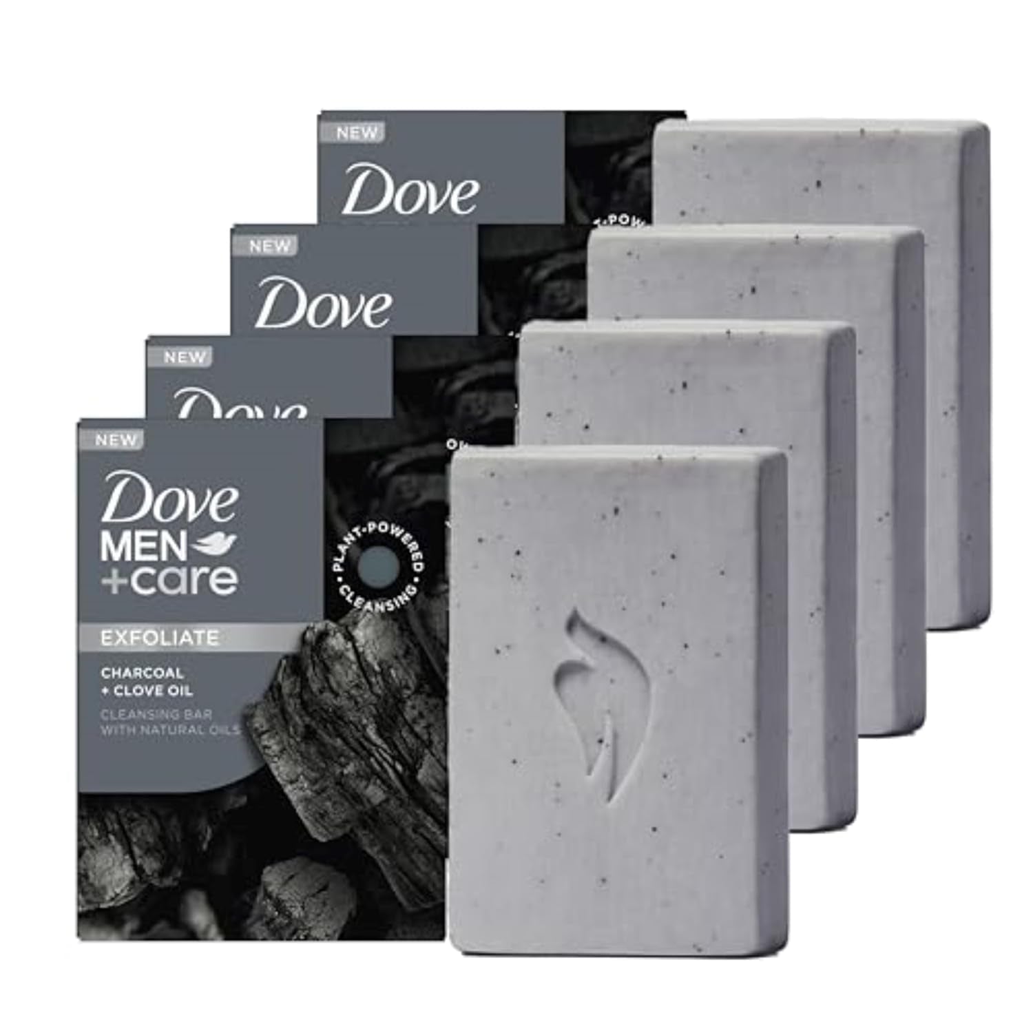 Cleansing Bar Soap Charcoal + Clove Oil 4 Count to Rebuild Skin in the Shower, a 4In1 Hair, Body, Face & Shaving Bar with Plant-Based Cleanser and Natural Oils 5 Oz