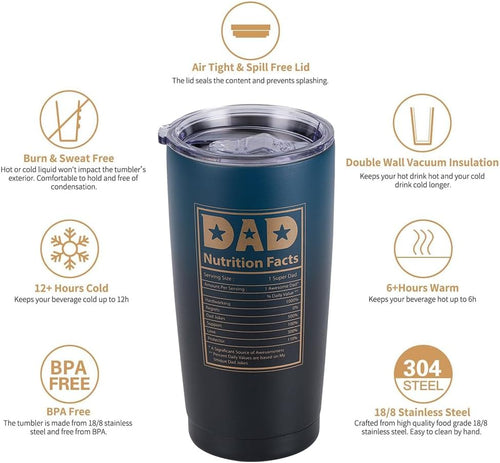 20 OZ Best Dad Ever Stainless Steel Tumbler: Unique Gift Idea for Men, Husband, Father - Christmas, Anniversary, Birthday; Eco-Friendly, Spill-Proof & Insulated for Perfect Temperature