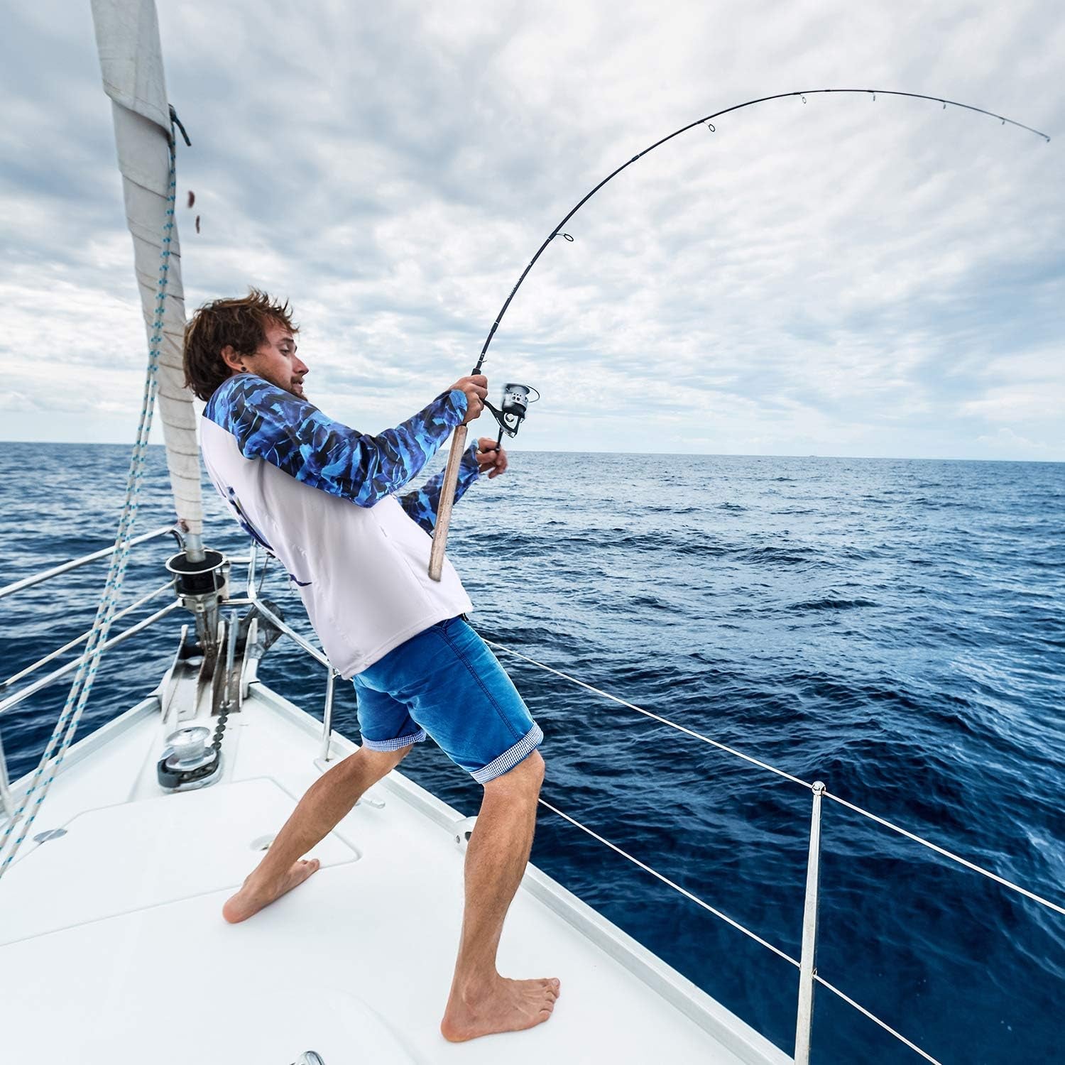 Fishing Shirt for Men Long Sleeve Sun Protection UV UPF 50+ T-Shirts with Pocket