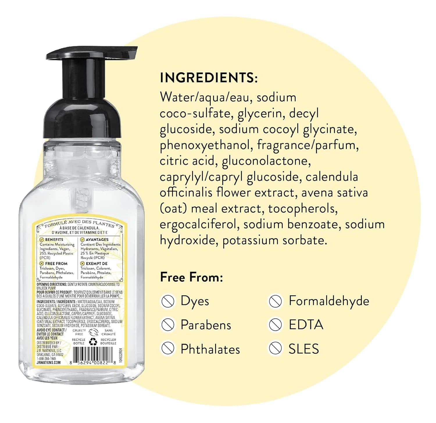 Foaming Hand Soap with Pump Dispenser, Moisturizing Foam Hand Wash, All Natural, Alcohol-Free, Cruelty-Free, USA Made, Lemon, 9 Fl Oz, 3 Pack