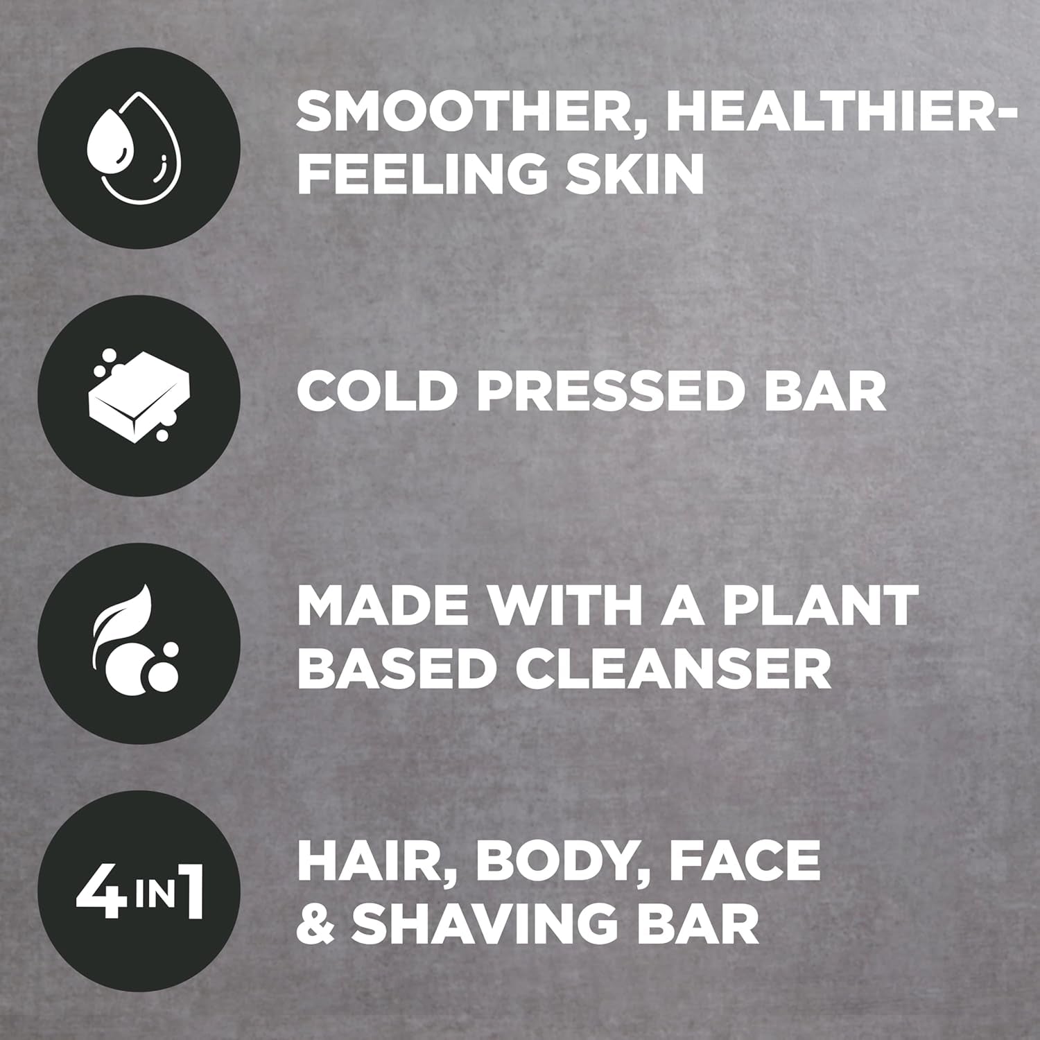 Cleansing Bar Soap Charcoal + Clove Oil 4 Count to Rebuild Skin in the Shower, a 4In1 Hair, Body, Face & Shaving Bar with Plant-Based Cleanser and Natural Oils 5 Oz