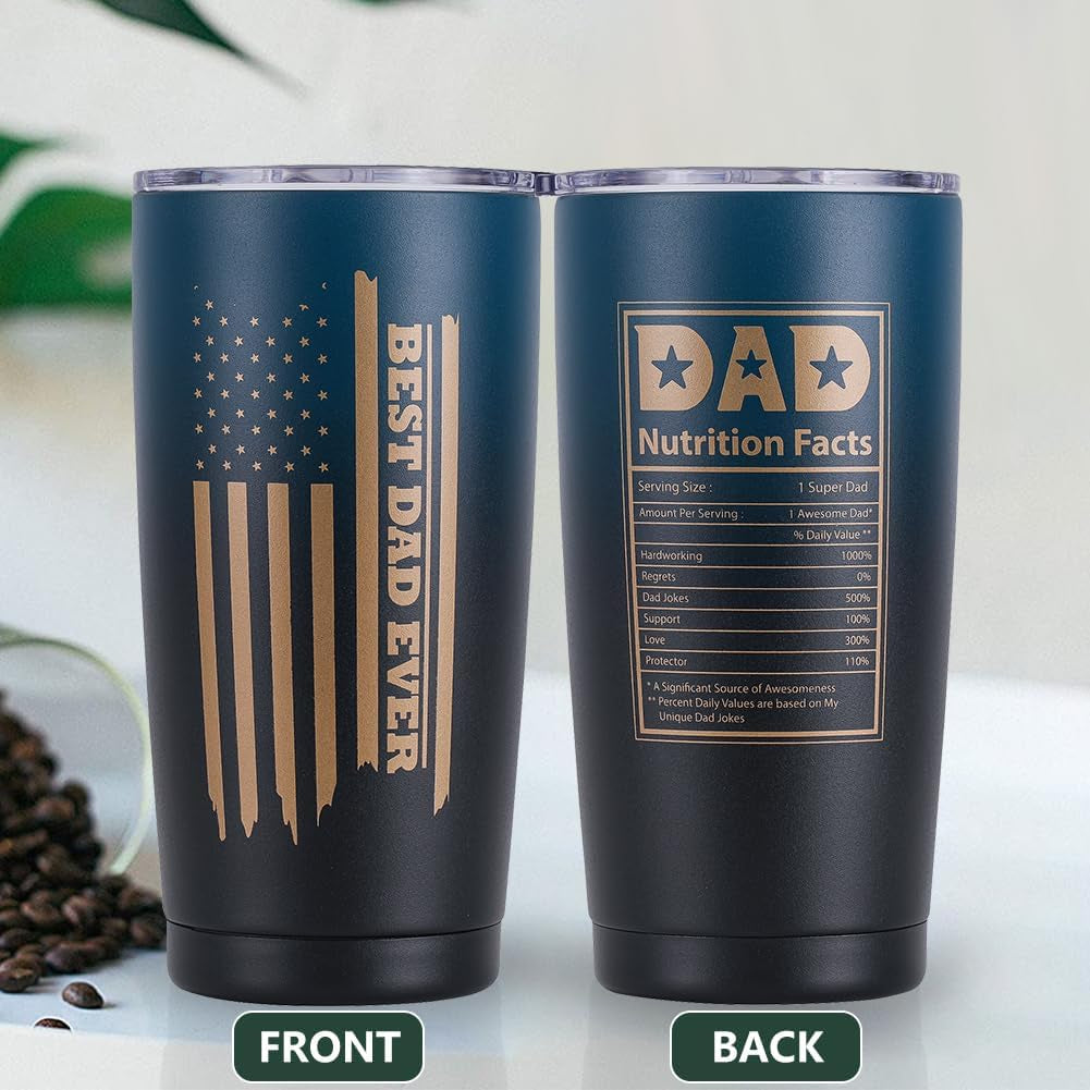 20 OZ Best Dad Ever Stainless Steel Tumbler: Unique Gift Idea for Men, Husband, Father - Christmas, Anniversary, Birthday; Eco-Friendly, Spill-Proof & Insulated for Perfect Temperature
